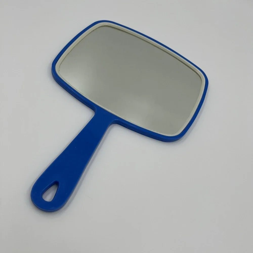 Vintage Handheld Vanity Mirror Blue 70's Style Beauty Hair Salon‎ Retro